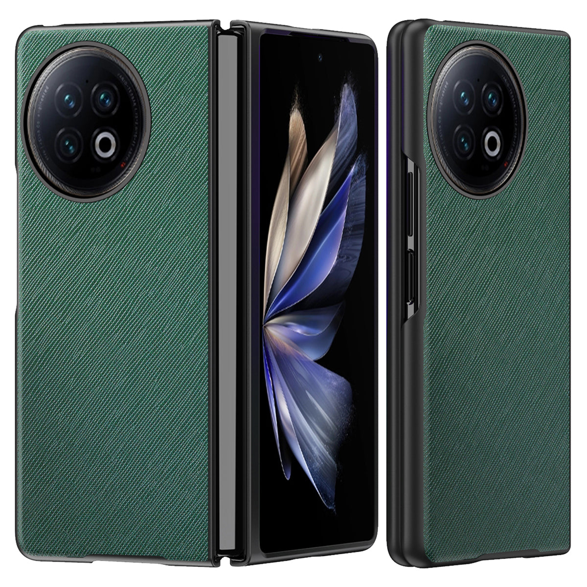 For vivo X Fold2 Anti-scratch Cross Texture Phone Case Rubberized PU Leather Coated PC Back Cover