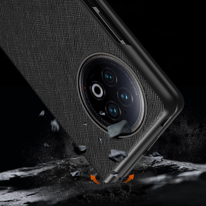 For vivo X Fold2 Anti-scratch Cross Texture Phone Case Rubberized PU Leather Coated PC Back Cover