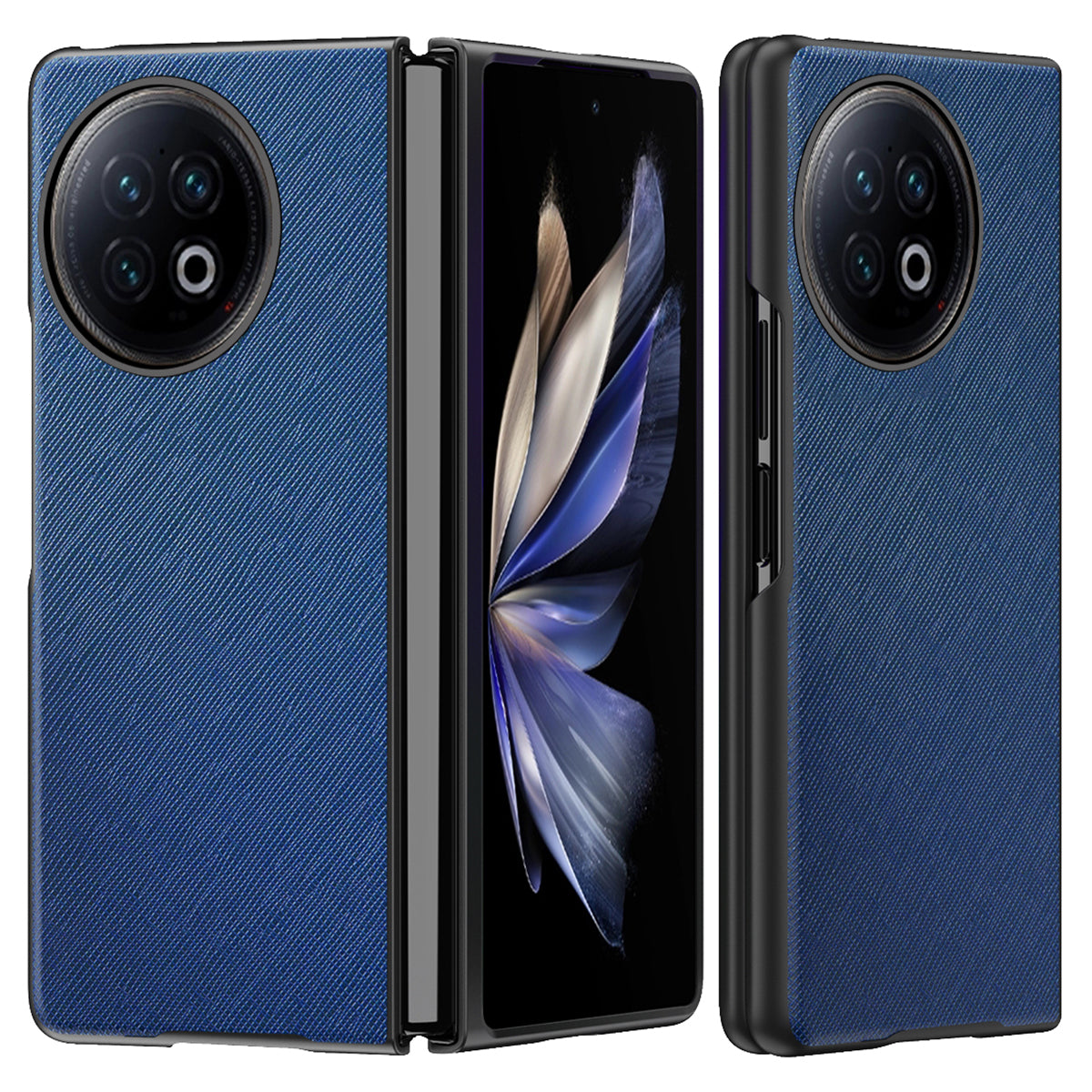 For vivo X Fold2 Anti-scratch Cross Texture Phone Case Rubberized PU Leather Coated PC Back Cover