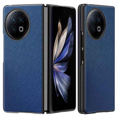 For vivo X Fold2 Anti-scratch Cross Texture Phone Case Rubberized PU Leather Coated PC Back Cover