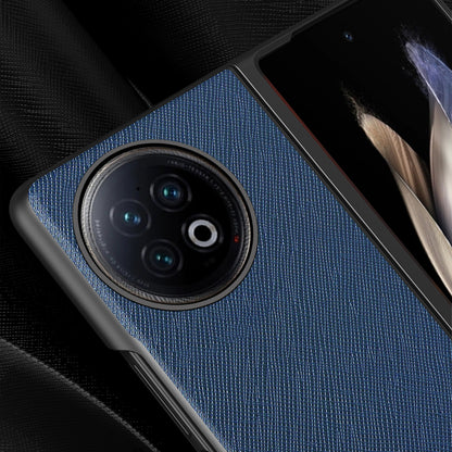 For vivo X Fold2 Anti-scratch Cross Texture Phone Case Rubberized PU Leather Coated PC Back Cover