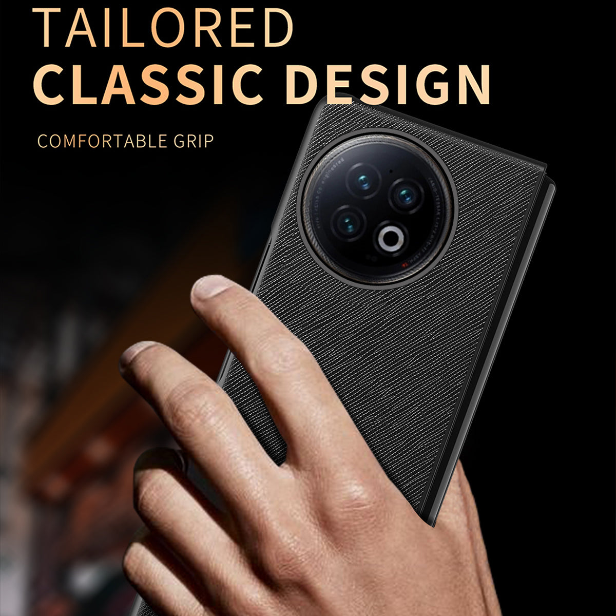 For vivo X Fold2 Anti-scratch Cross Texture Phone Case Rubberized PU Leather Coated PC Back Cover