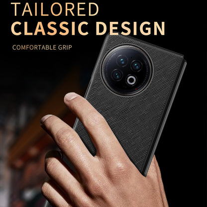 For vivo X Fold2 Anti-scratch Cross Texture Phone Case Rubberized PU Leather Coated PC Back Cover
