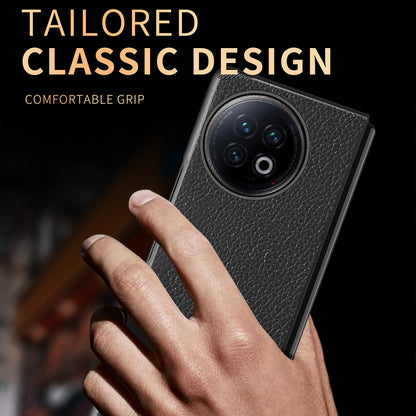 Protective Case for vivo X Fold2 Litchi Texture Phone Case PU Leather Coated Hard PC Phone Cover