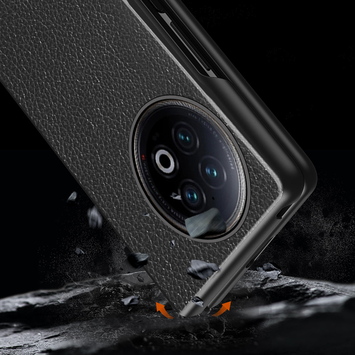 Protective Case for vivo X Fold2 Litchi Texture Phone Case PU Leather Coated Hard PC Phone Cover