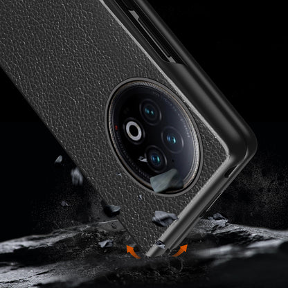 Protective Case for vivo X Fold2 Litchi Texture Phone Case PU Leather Coated Hard PC Phone Cover