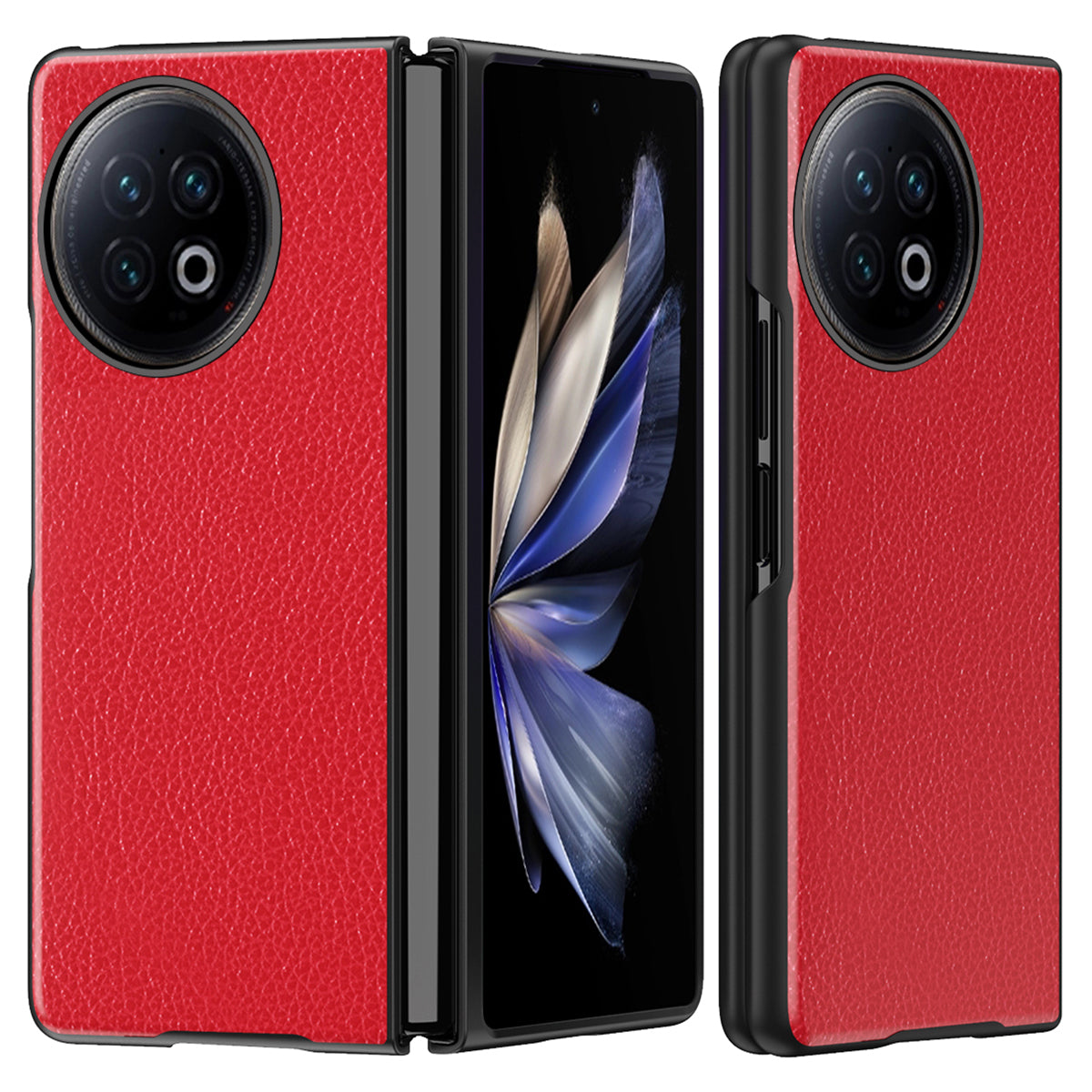 Protective Case for vivo X Fold2 Litchi Texture Phone Case PU Leather Coated Hard PC Phone Cover