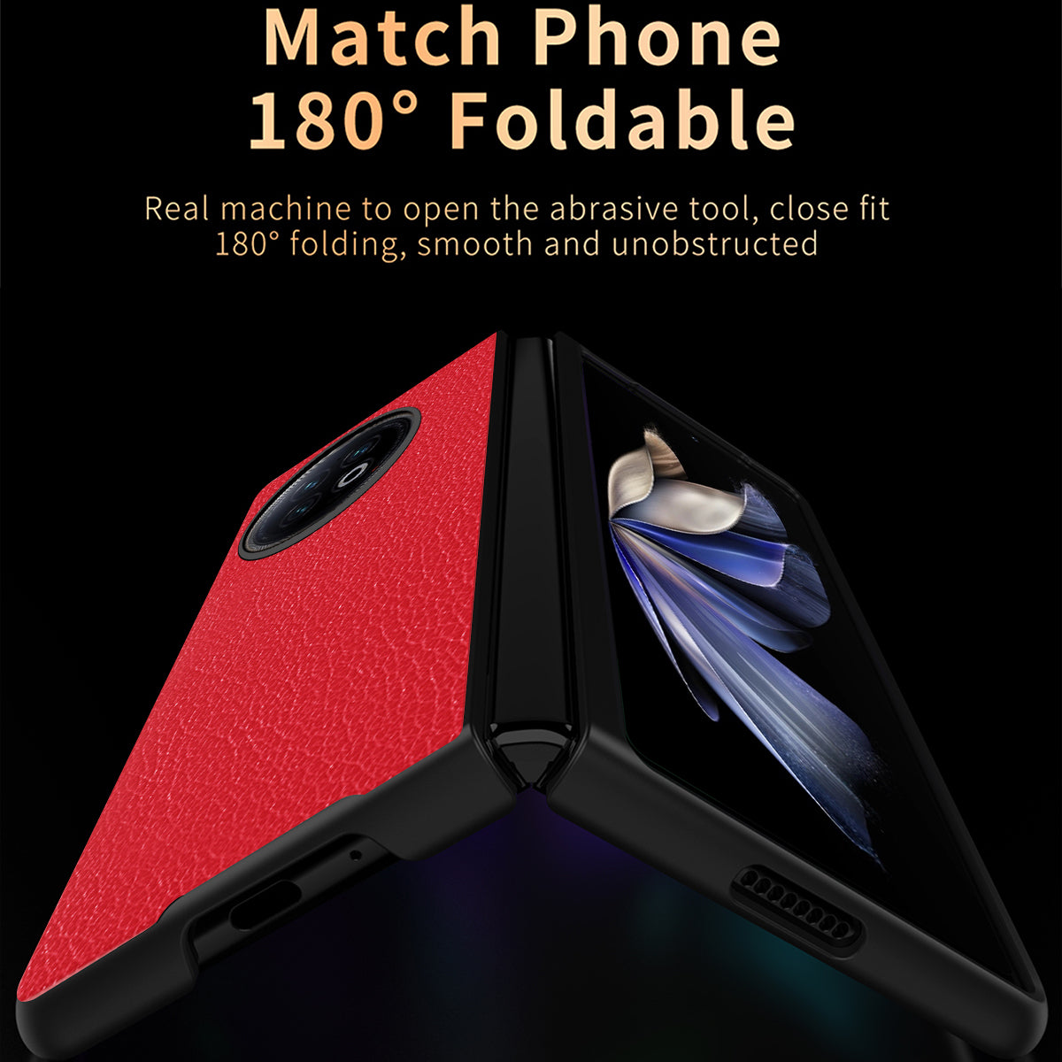 Protective Case for vivo X Fold2 Litchi Texture Phone Case PU Leather Coated Hard PC Phone Cover