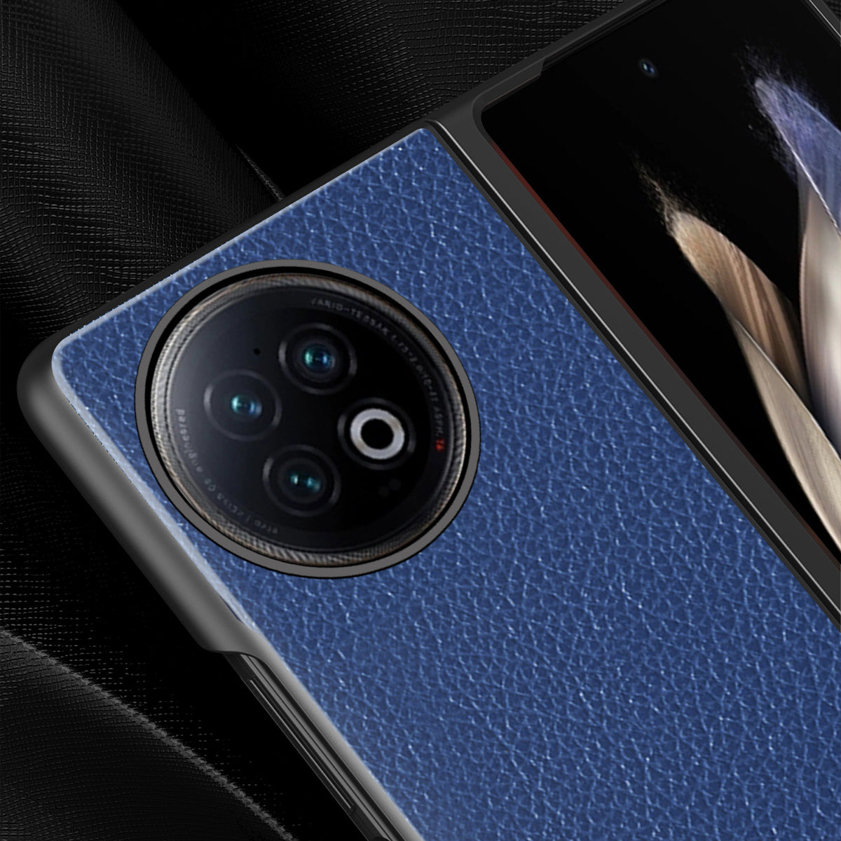 Protective Case for vivo X Fold2 Litchi Texture Phone Case PU Leather Coated Hard PC Phone Cover