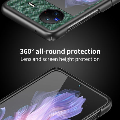 For vivo X Flip Shockproof Phone Case Cross Texture Rubberized PU Leather Coated PC Back Cover