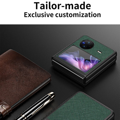 For vivo X Flip Shockproof Phone Case Cross Texture Rubberized PU Leather Coated PC Back Cover