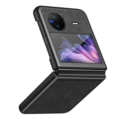 Litchi Texture Case for vivo X Flip Phone Case Anti-drop PU Leather Coated Hard PC Phone Cover