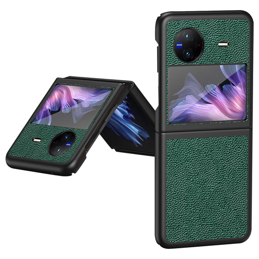 Litchi Texture Case for vivo X Flip Phone Case Anti-drop PU Leather Coated Hard PC Phone Cover