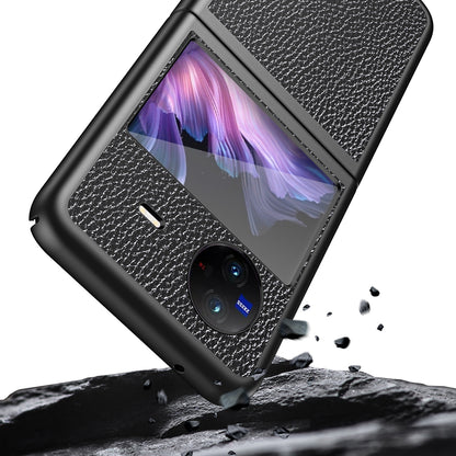 Litchi Texture Case for vivo X Flip Phone Case Anti-drop PU Leather Coated Hard PC Phone Cover