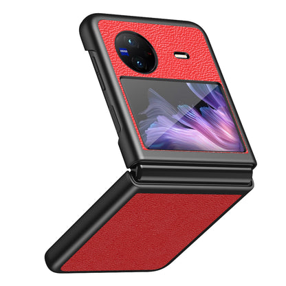 Litchi Texture Case for vivo X Flip Phone Case Anti-drop PU Leather Coated Hard PC Phone Cover