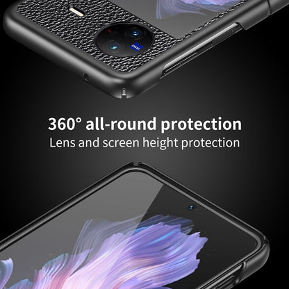 Litchi Texture Case for vivo X Flip Phone Case Anti-drop PU Leather Coated Hard PC Phone Cover