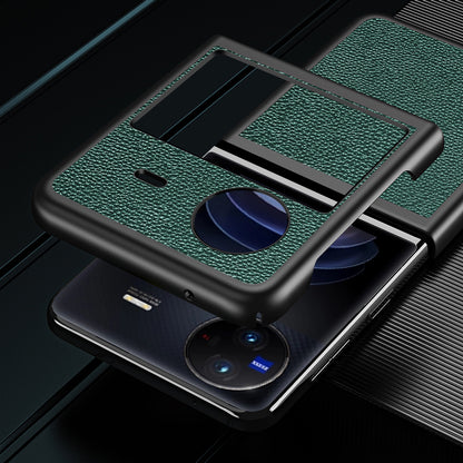 Litchi Texture Case for vivo X Flip Phone Case Anti-drop PU Leather Coated Hard PC Phone Cover
