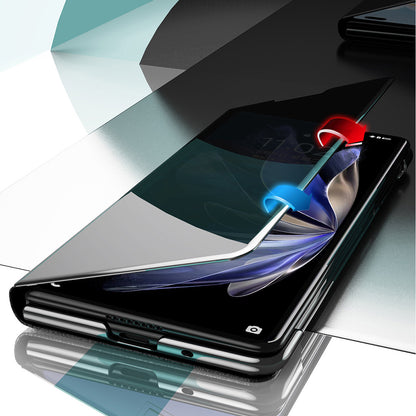 For vivo X Fold2 PU Leather Mirror Surface Phone Case Electroplating Stand Shockproof Cover