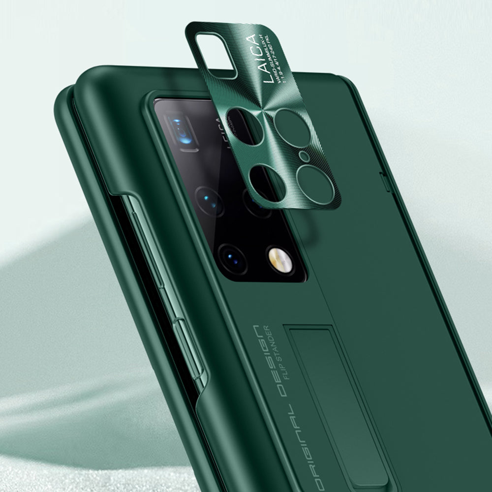 For Huawei Mate X2 4G / 5G Hinge Protection Phone Case Hard PC Kickstand Cover with Tempered Glass Film