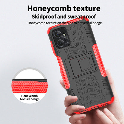 For Motorola Moto G Power 5G PC+TPU Kickstand Cover Tyre Pattern Anti-slip Phone Case