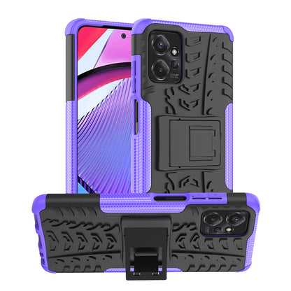 For Motorola Moto G Power 5G PC+TPU Kickstand Cover Tyre Pattern Anti-slip Phone Case