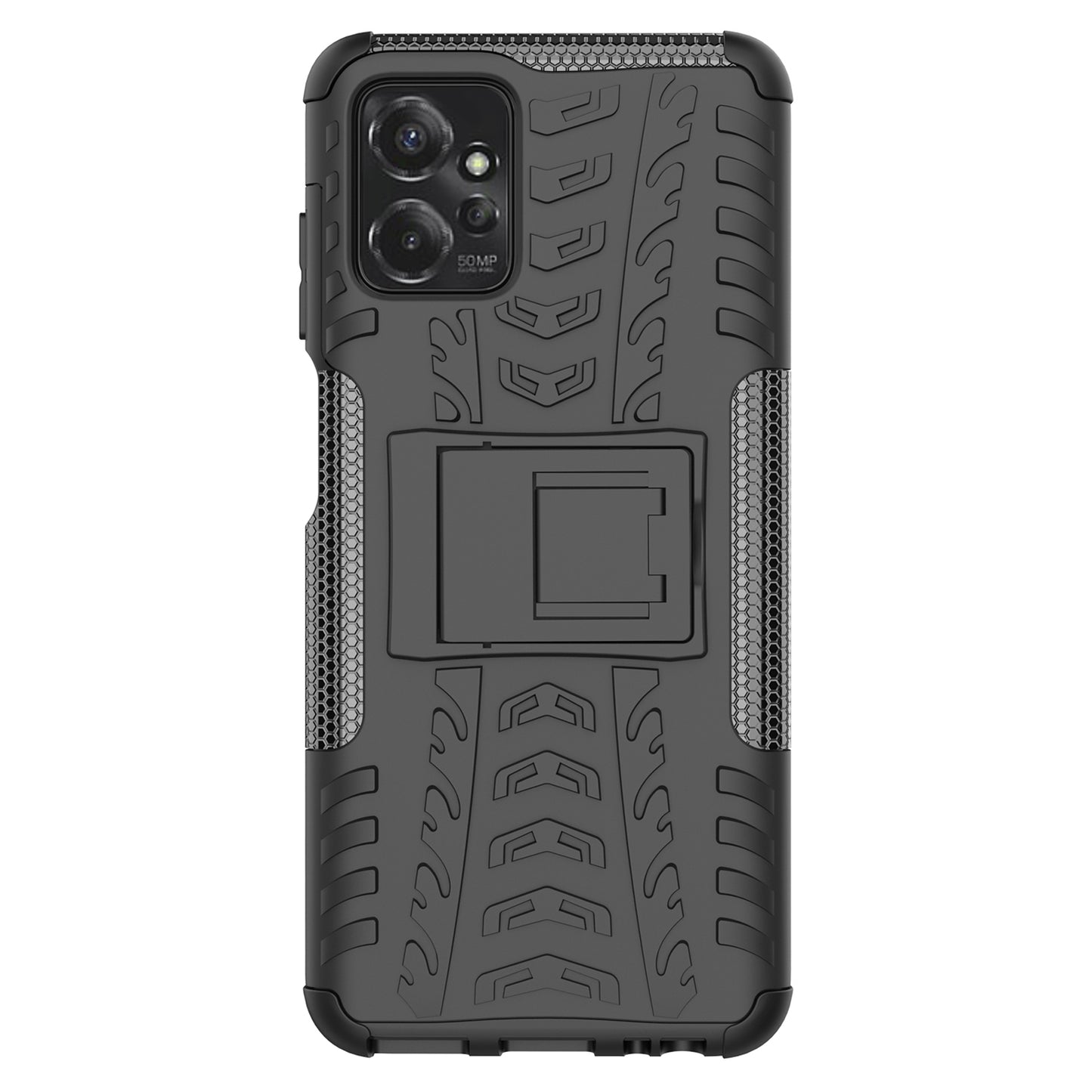 For Motorola Moto G Power 5G PC+TPU Kickstand Cover Tyre Pattern Anti-slip Phone Case