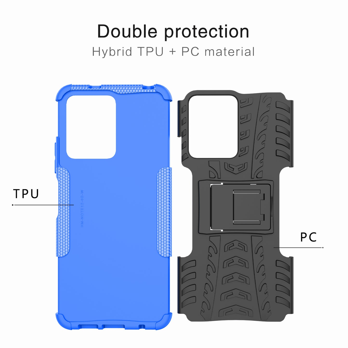 Tyre Pattern Phone Case for Xiaomi Redmi Note 12 4G , PC+TPU Double Layer Shockproof Kickstand Cover