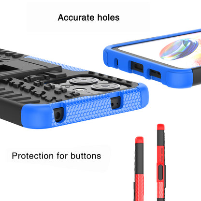 Tyre Pattern Phone Case for Xiaomi Redmi Note 12 4G , PC+TPU Double Layer Shockproof Kickstand Cover