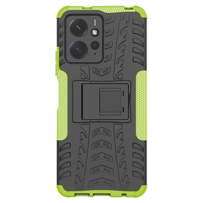 Tyre Pattern Phone Case for Xiaomi Redmi Note 12 4G , PC+TPU Double Layer Shockproof Kickstand Cover