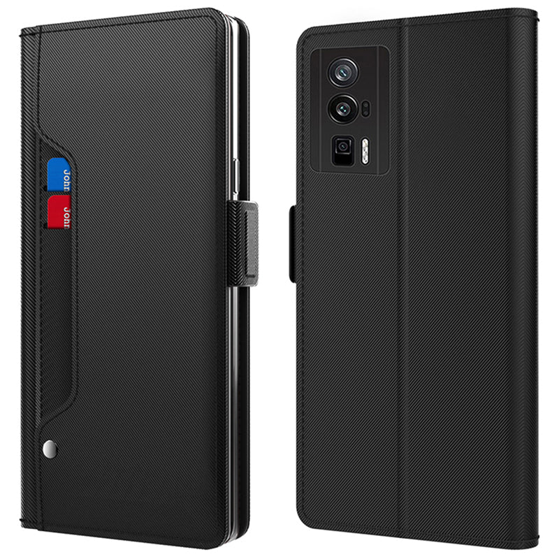 Leather Case for Xiaomi Poco F5 Pro 5G / Redmi K60 5G / K60 Pro 5G Mirror Design Stand Card Holder Phone Cover