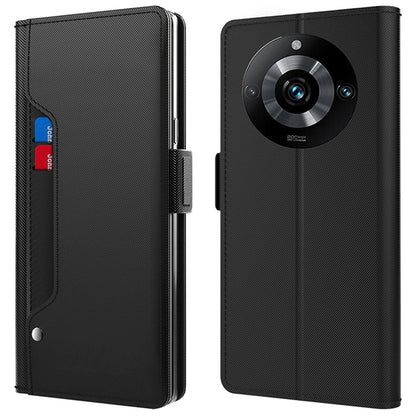 For Realme 11 Pro+ 5G Anti-drop Leather Case Mirror Design Stand Card Holder Phone Cover