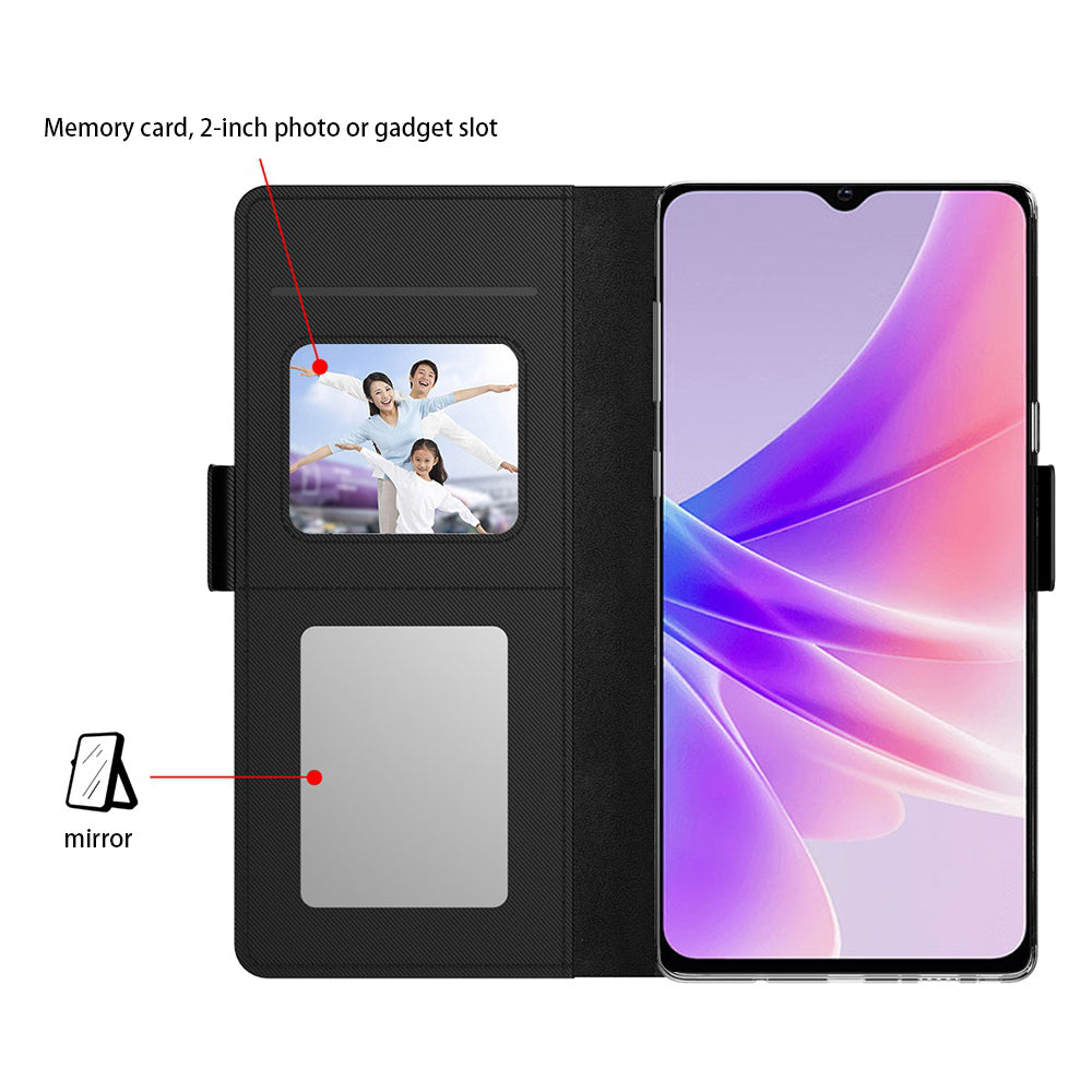 For Realme 11 Pro+ 5G Anti-drop Leather Case Mirror Design Stand Card Holder Phone Cover