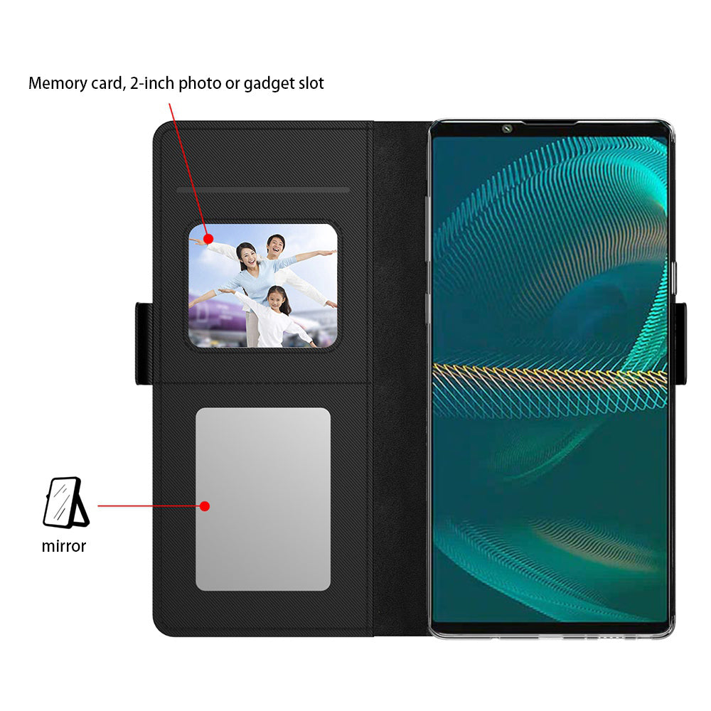 For Sony Xperia 1 V Shockproof Leather Case Mirror Design Stand Card Holder Phone Cover