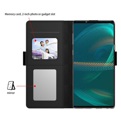 For Sony Xperia 1 V Shockproof Leather Case Mirror Design Stand Card Holder Phone Cover