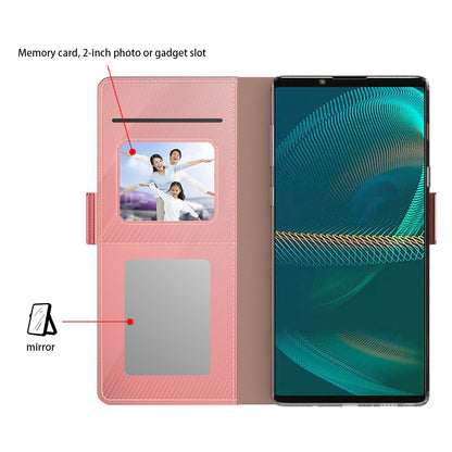 For Sony Xperia 1 V Shockproof Leather Case Mirror Design Stand Card Holder Phone Cover