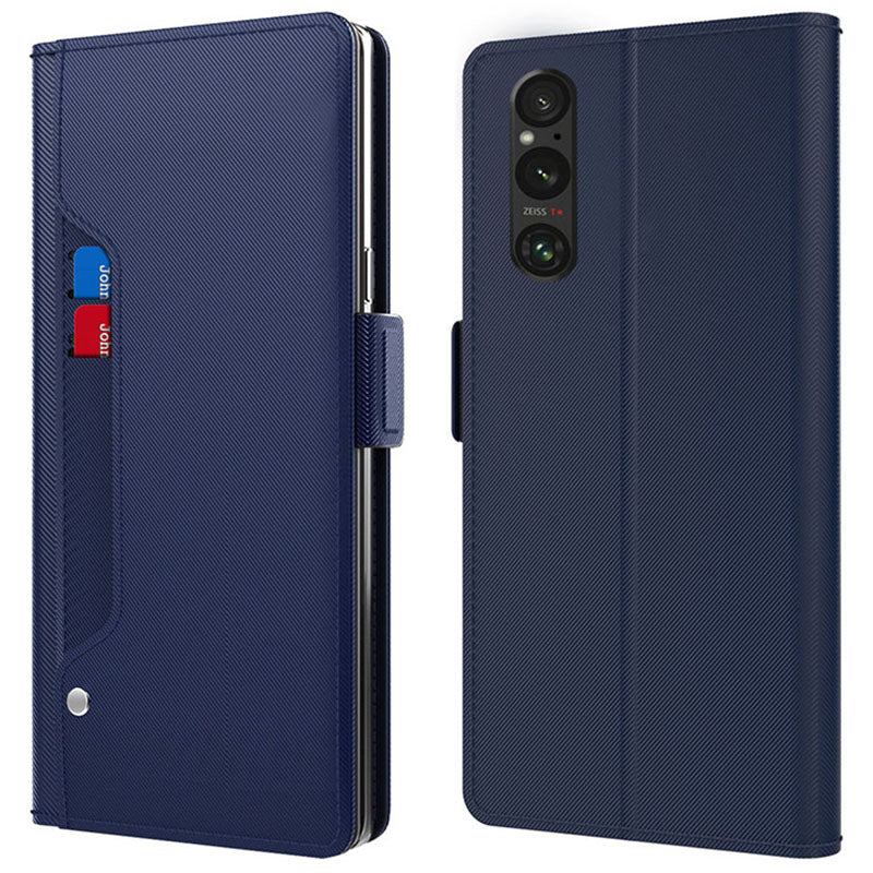 For Sony Xperia 1 V Shockproof Leather Case Mirror Design Stand Card Holder Phone Cover