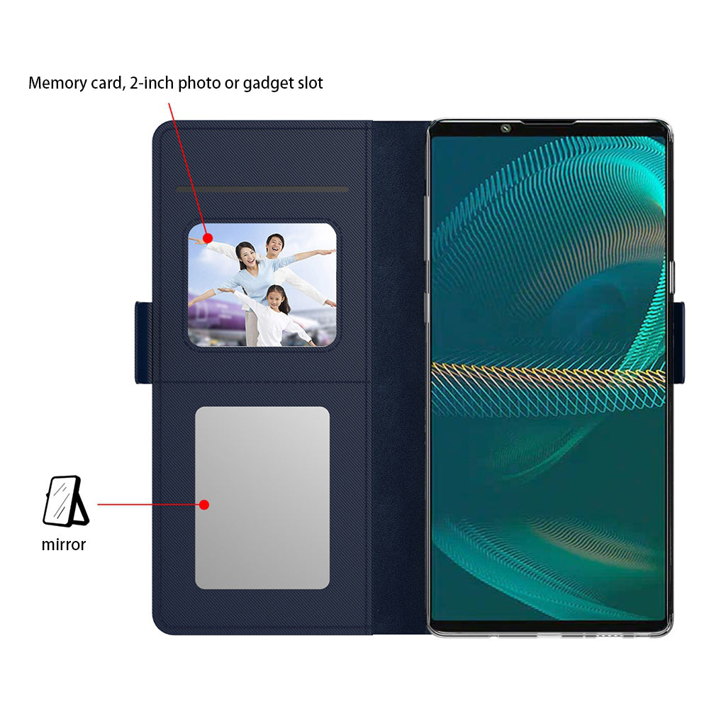 For Sony Xperia 1 V Shockproof Leather Case Mirror Design Stand Card Holder Phone Cover