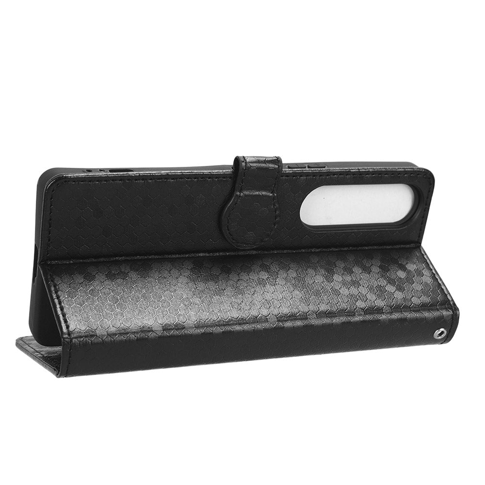 Leather Case for Sony Xperia 1 V , Imprinted Dot Pattern Wallet Cell Phone  Stand Cover