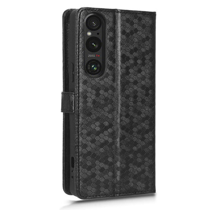Leather Case for Sony Xperia 1 V , Imprinted Dot Pattern Wallet Cell Phone  Stand Cover
