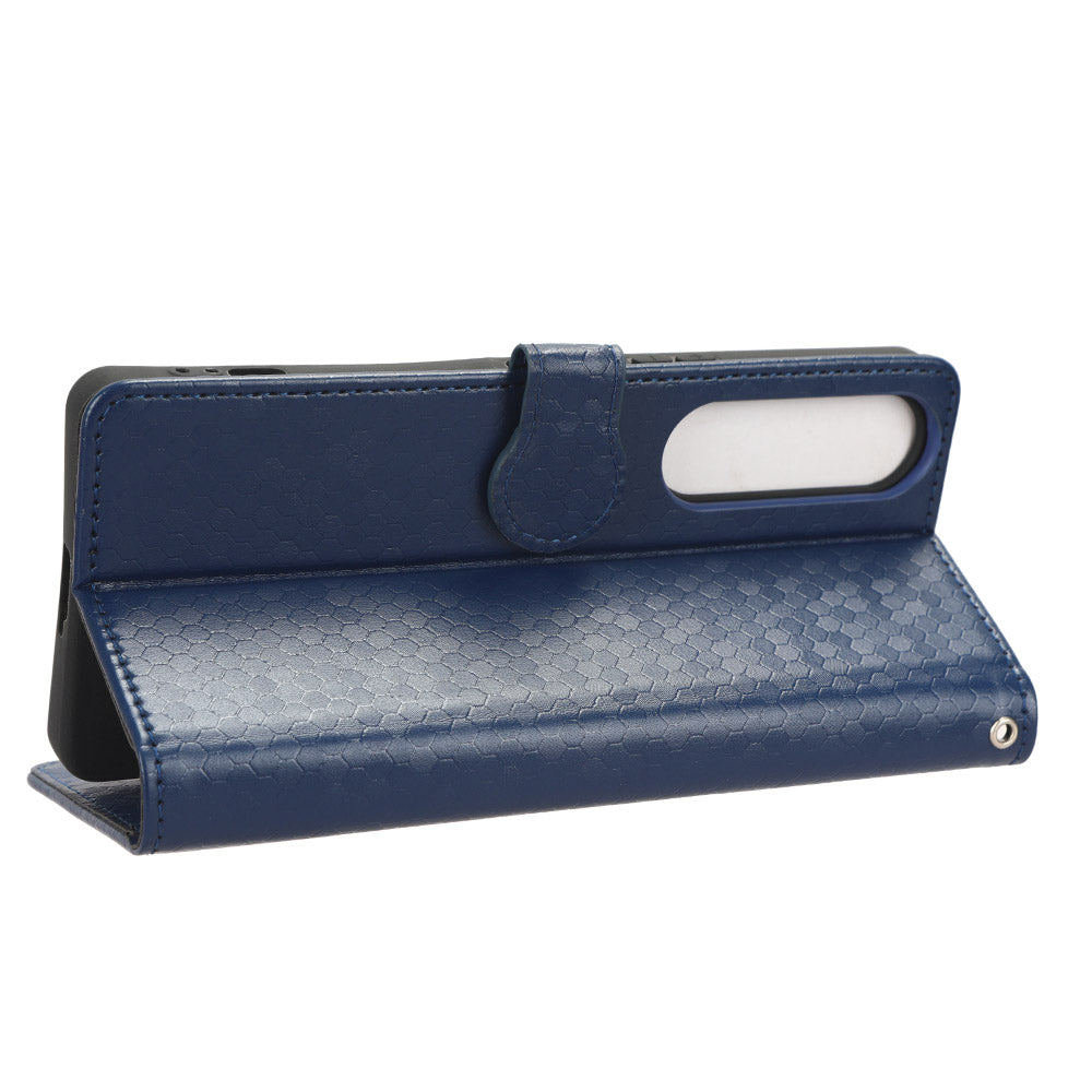 Leather Case for Sony Xperia 1 V , Imprinted Dot Pattern Wallet Cell Phone  Stand Cover