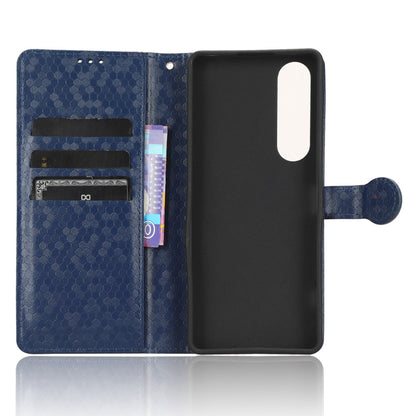Leather Case for Sony Xperia 1 V , Imprinted Dot Pattern Wallet Cell Phone  Stand Cover
