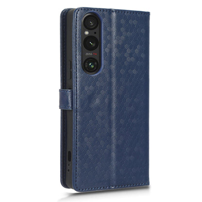 Leather Case for Sony Xperia 1 V , Imprinted Dot Pattern Wallet Cell Phone  Stand Cover