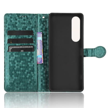 Leather Case for Sony Xperia 1 V , Imprinted Dot Pattern Wallet Cell Phone  Stand Cover