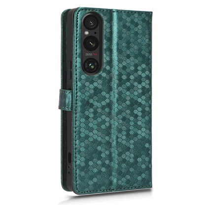 Leather Case for Sony Xperia 1 V , Imprinted Dot Pattern Wallet Cell Phone  Stand Cover