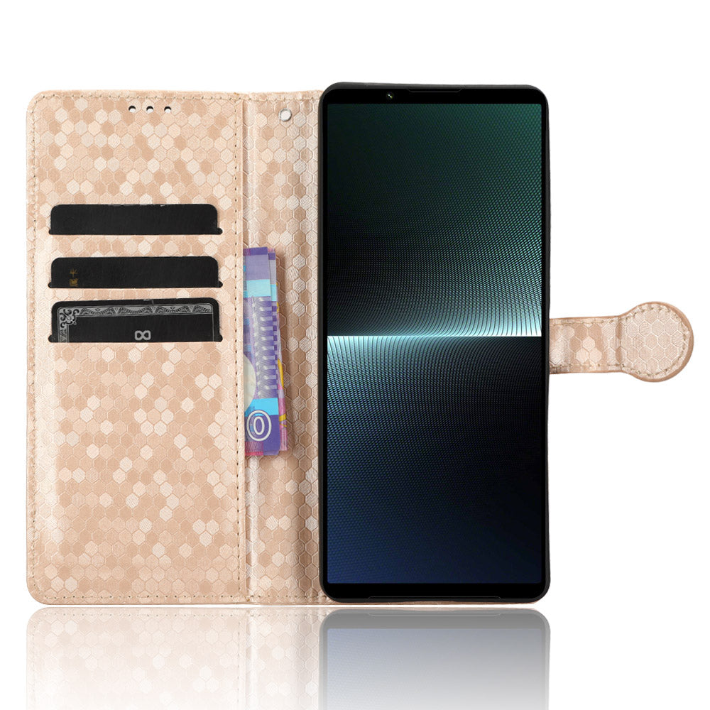 Leather Case for Sony Xperia 1 V , Imprinted Dot Pattern Wallet Cell Phone  Stand Cover