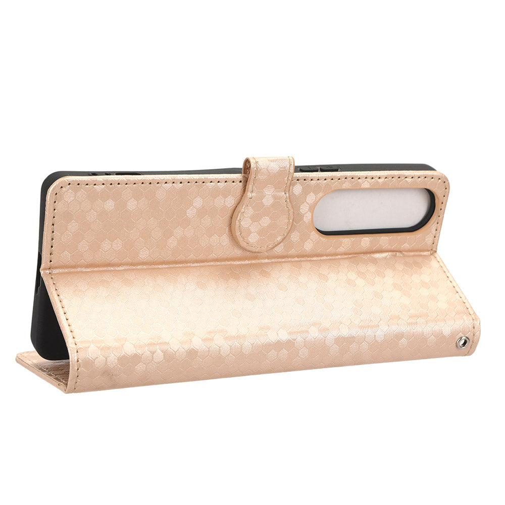 Leather Case for Sony Xperia 1 V , Imprinted Dot Pattern Wallet Cell Phone  Stand Cover