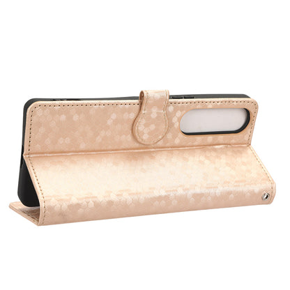 Leather Case for Sony Xperia 1 V , Imprinted Dot Pattern Wallet Cell Phone  Stand Cover