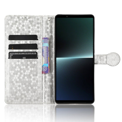 Leather Case for Sony Xperia 1 V , Imprinted Dot Pattern Wallet Cell Phone  Stand Cover