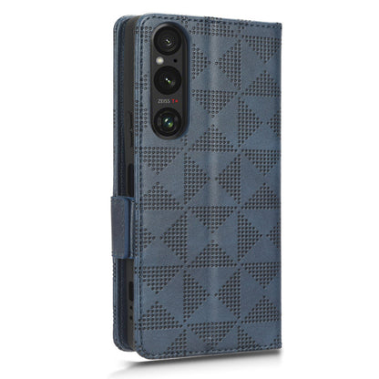 For Sony Xperia 1 V Cell Phone Cover Stand Wallet Imprinted Triangle PU Leather Phone Case