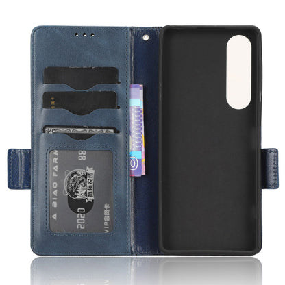 For Sony Xperia 1 V Cell Phone Cover Stand Wallet Imprinted Triangle PU Leather Phone Case